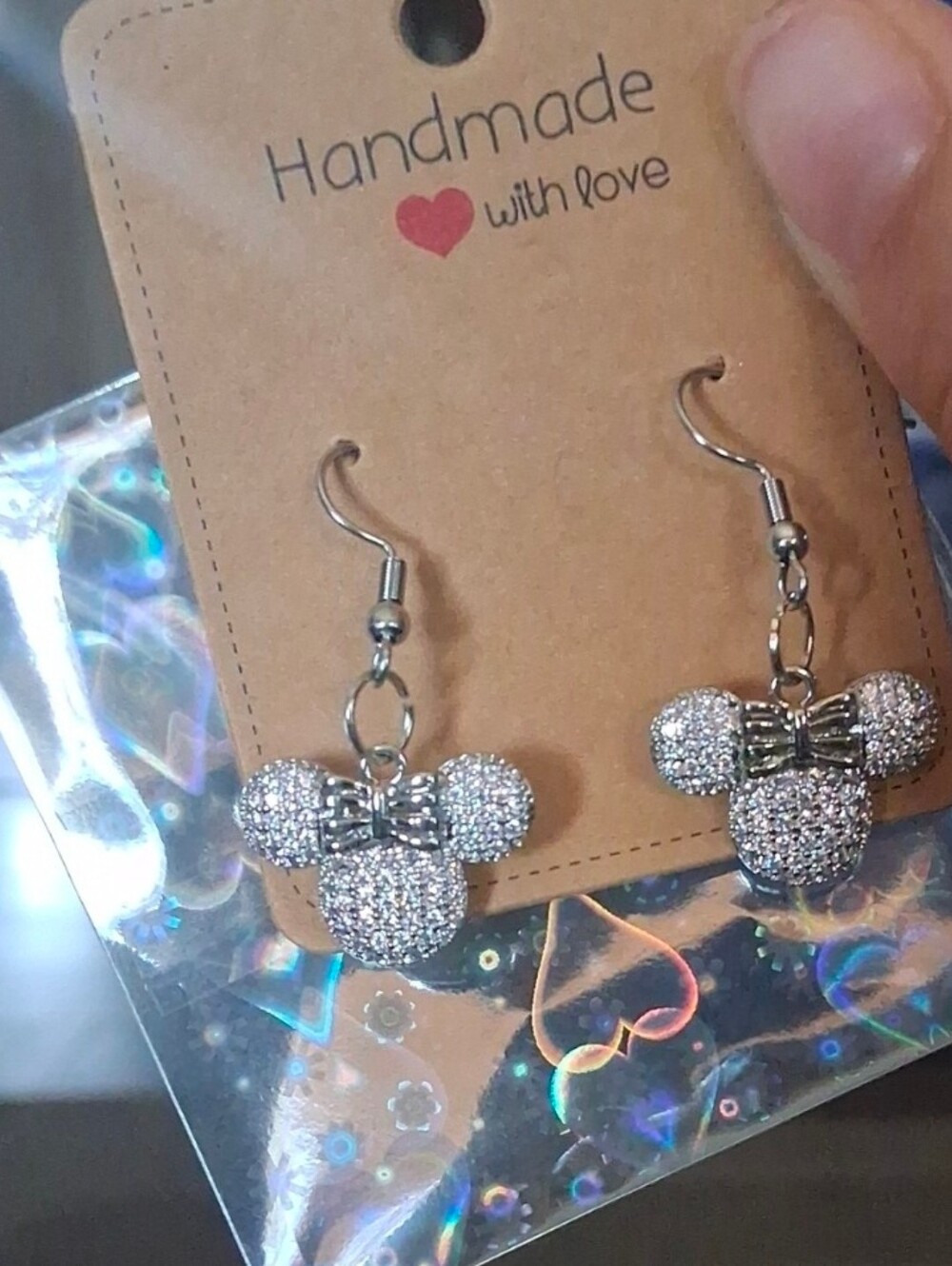 $8 Each Or Bundle 5/$20 Handmade Sparkling Silver Minnie Mouse Inspired Earrings